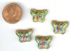 4 11x17mm Gold Cloisonné Butterflies